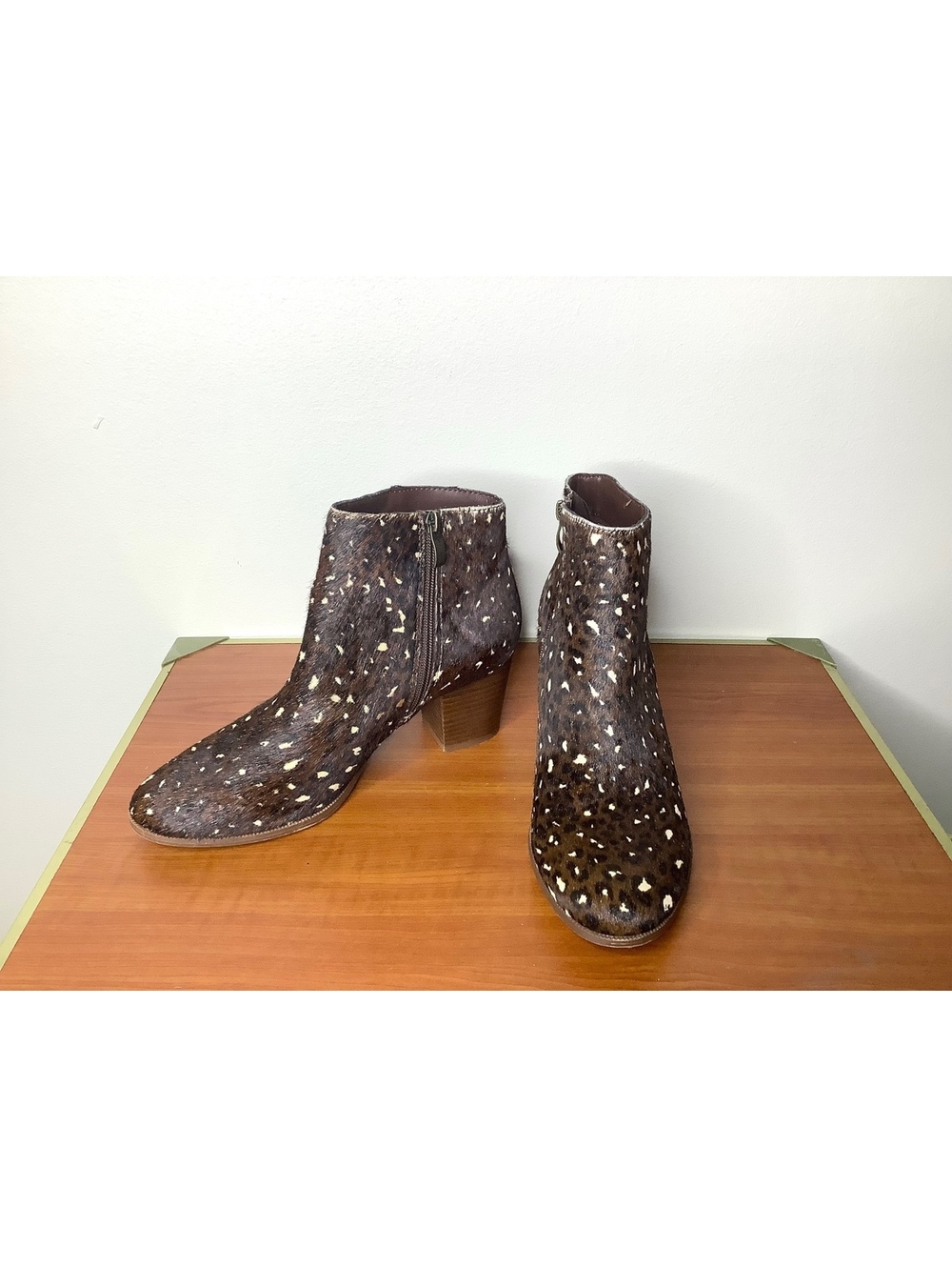 Michael Shannon Haley Leopard Print Calf Hide Ankle Boots